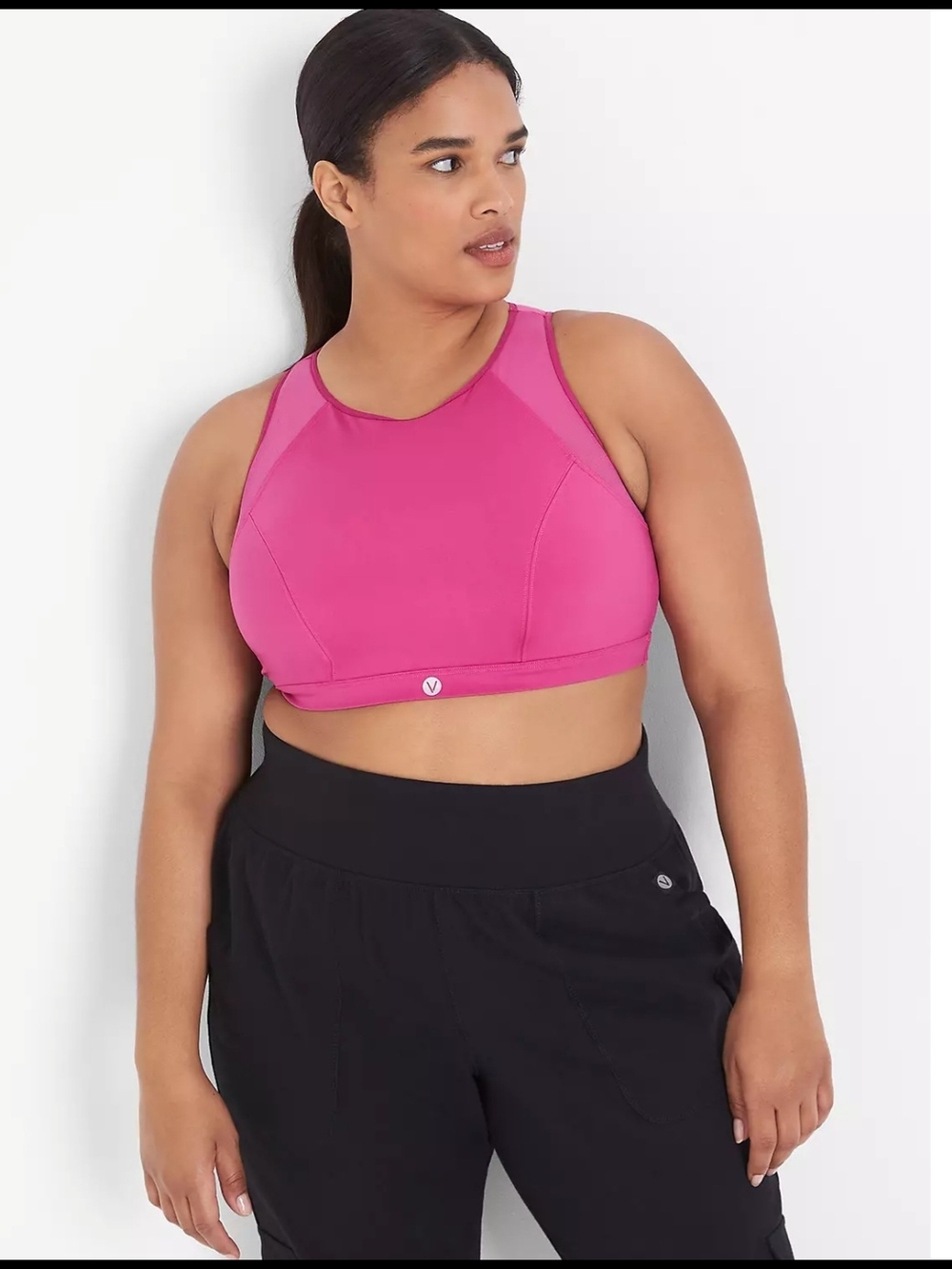 LIVI By Lane B Wireless Low-Impact Wicking High-Neck Sports Bra Pink Size 26/28